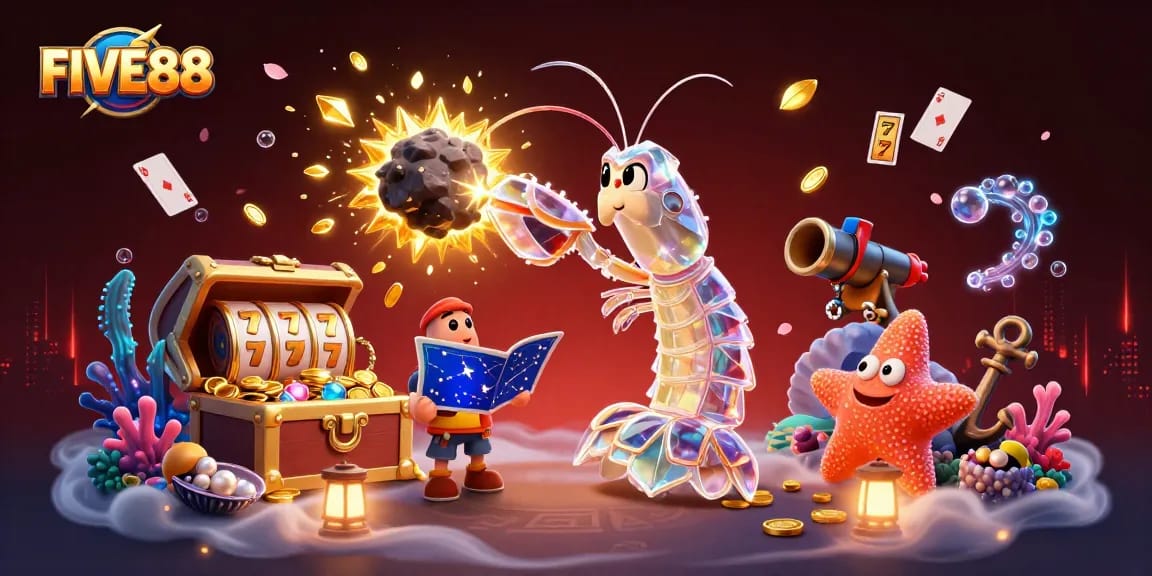 Experience the excitement of FIVE88 casino games with vibrant visuals and animated action.