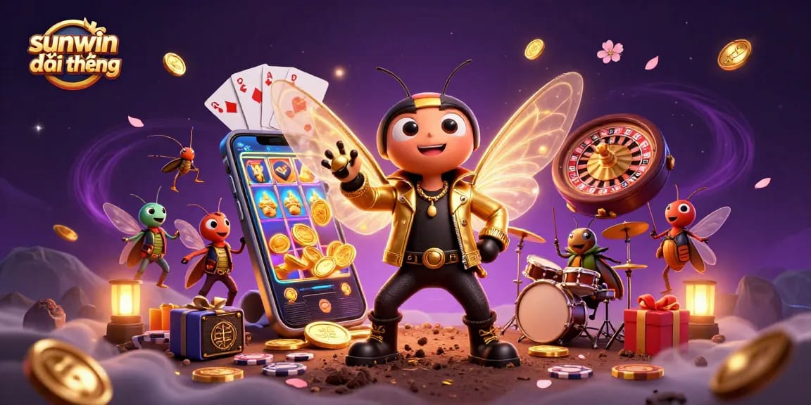 Engage with sunwin đổi thưởng while enjoying thrilling casino action in a vibrant 3D illustration
