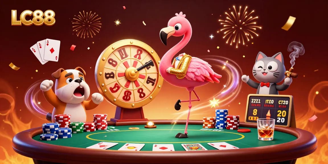Experience thrilling gameplay at LC88 with vibrant characters and dynamic casino elements.