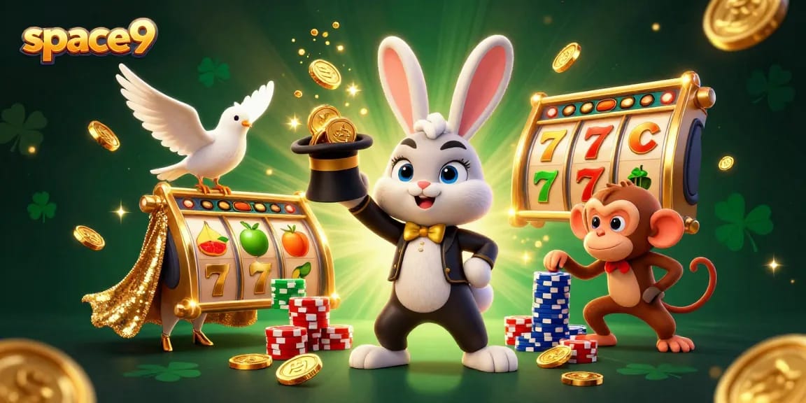 Experience thrilling excitement at space9 while winning golden coins from slots and poker chips.