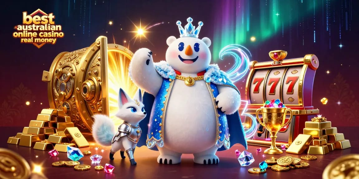 Win exciting prizes at the best australian online casino real money with vibrant 3D casino illustration