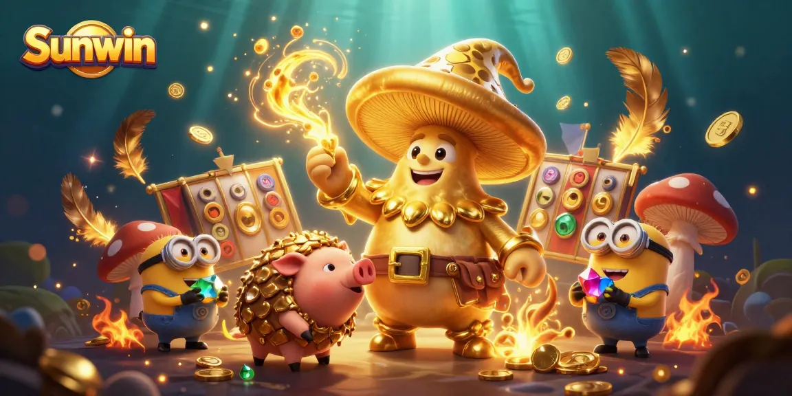 Experience thrilling casino adventures with Sunwin's golden wizard and treasure-hunting pig.