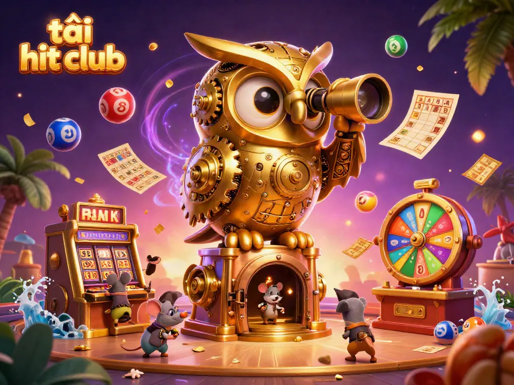 Experience thrilling gameplay at tải hit club with a golden owl and vibrant casino ambiance.