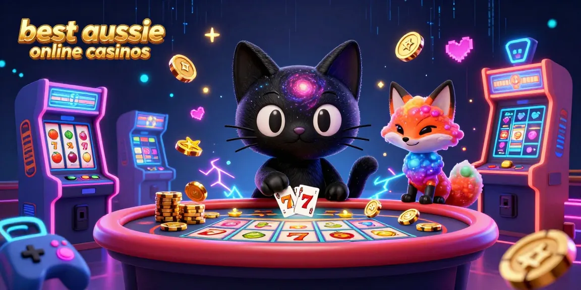 Play at the best aussie online casinos with this vibrant cosmic gaming scene illustration.