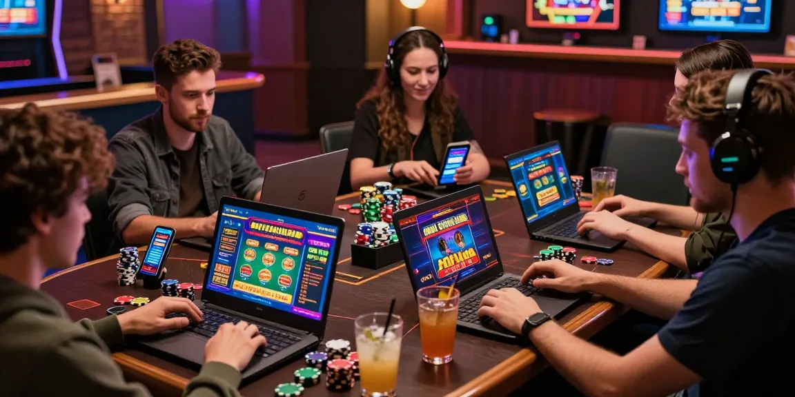 Players enjoying various games at UK casinos not on Gamstop, showcasing the vibrant atmosphere and exciting offerings of non-UK licensed online casinos.