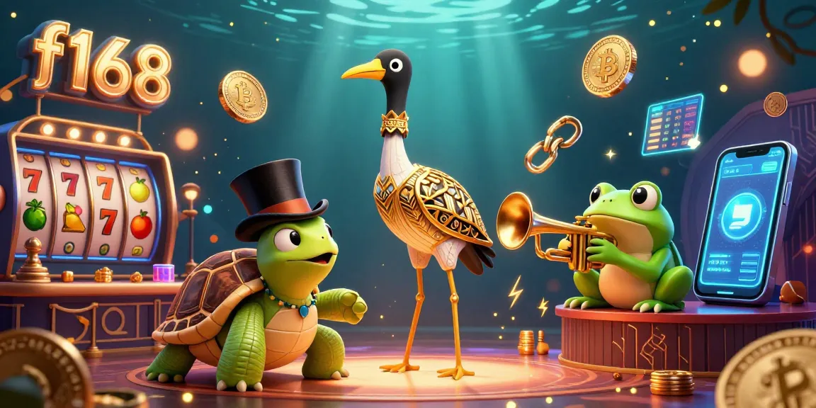 Engage at f168 casino with vibrant characters and thrilling gaming elements in a 3D illustration.