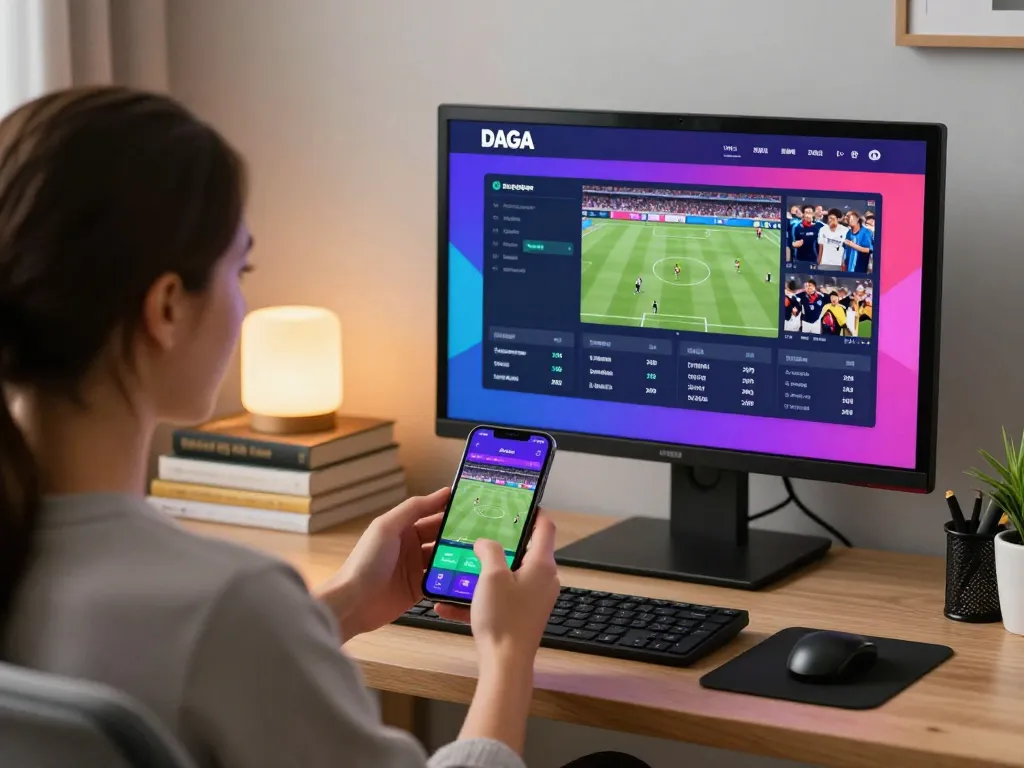 Daga user placing live bets on smartphone while analyzing real-time odds and match statistics