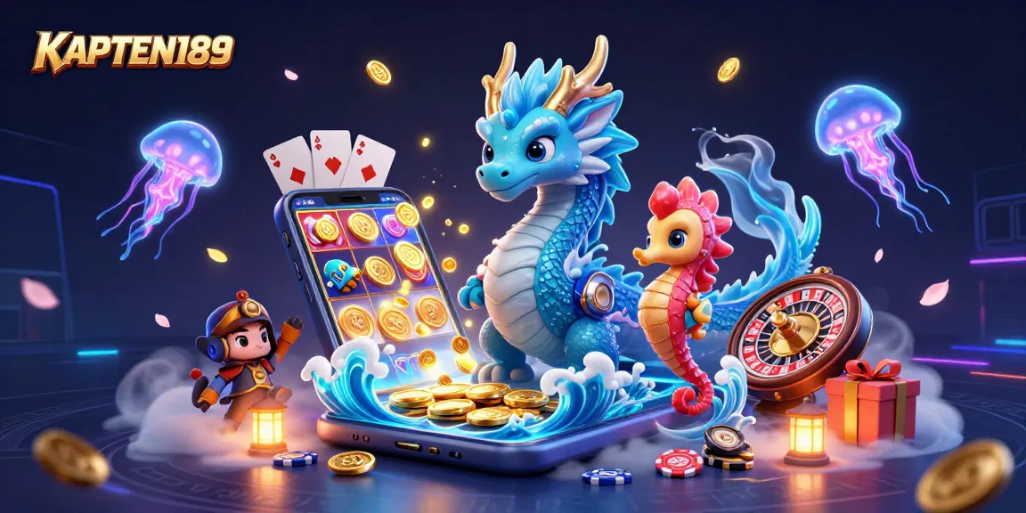 KAPTEN189 menghadirkan fitur permainan slot online menarik dengan drakon biru dan kuda laut berani.