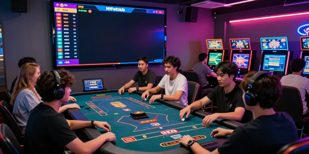 Exciting gaming atmosphere at https://hitclub3.io/ with diverse players enjoying table games.