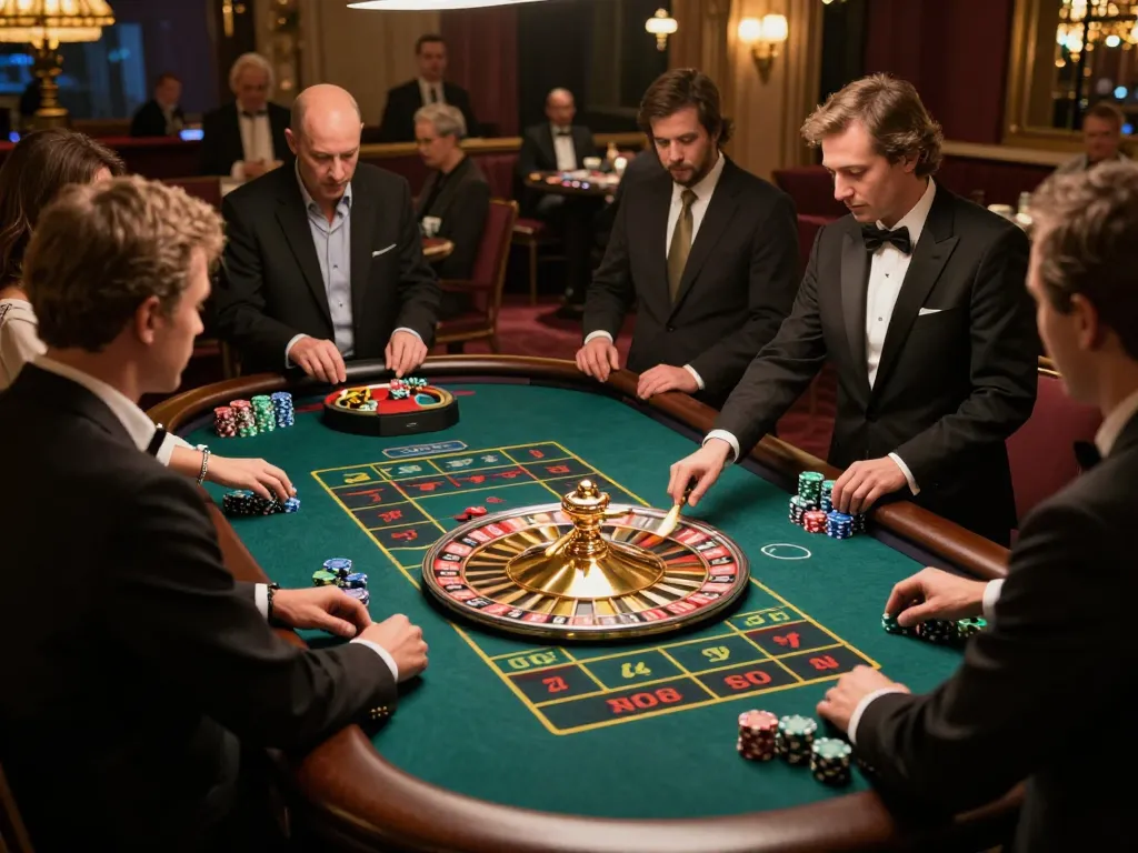 Players engaging with roulette table at RR88, creating an exciting gambling atmosphere
