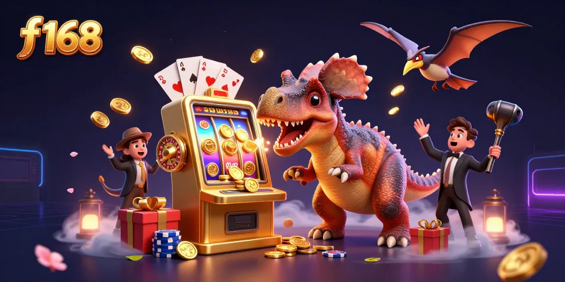 Experience thrilling gameplay at f 168 with a vibrant casino scene featuring slot machines and flying coins.