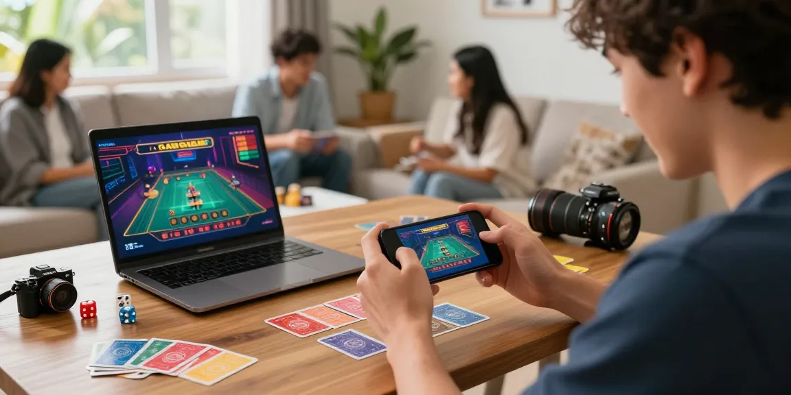 Exciting 68gamebai online gaming experience in a cozy living room with family.