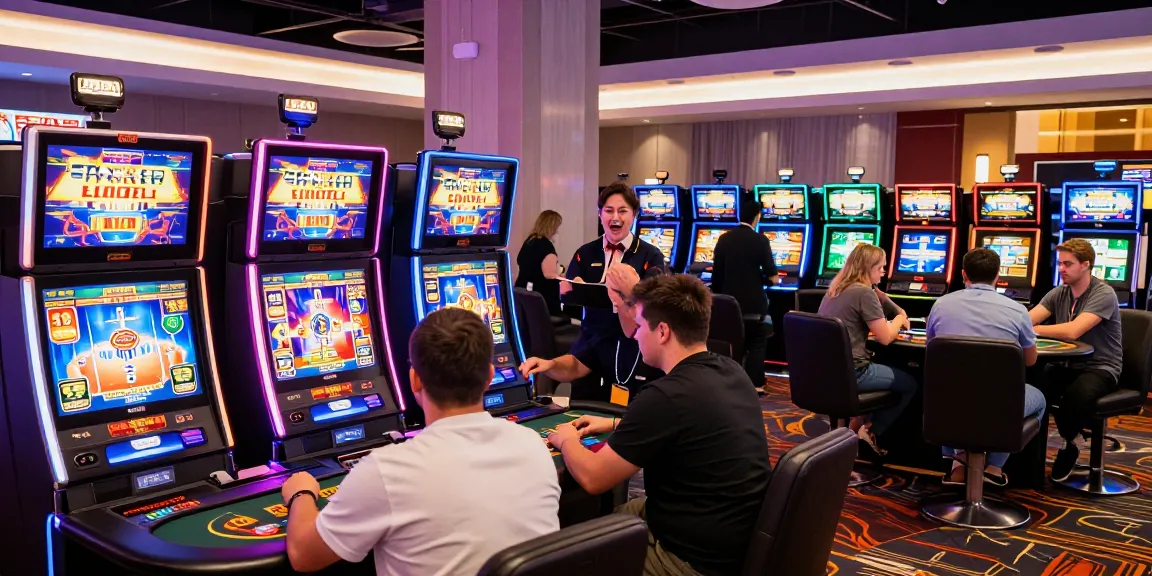 Gioco emozionante in un casinò non AAMS, evidenziando giocatori coinvolti e un'atmosfera vibrante.