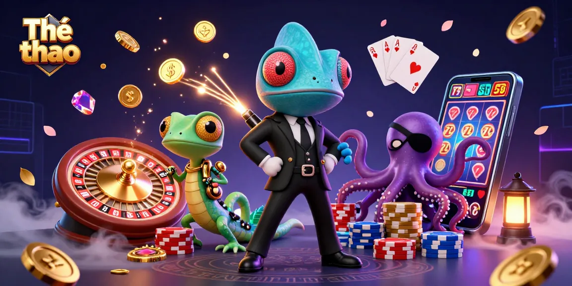 Join the adventure of Thể thao with a secret agent chameleon and his companions in a dynamic casino scene.