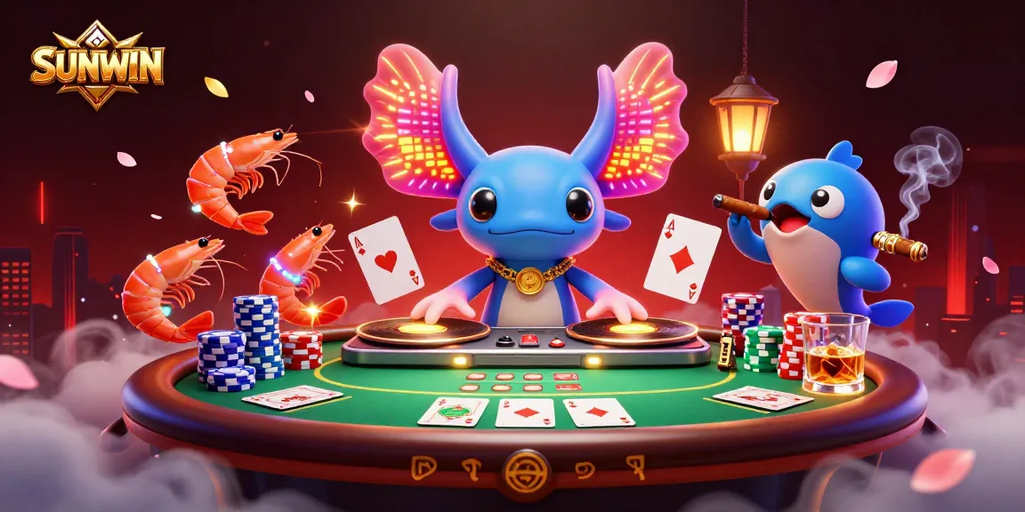 Experience the thrill of SUNWIN with a vibrant casino scene featuring playful aquatic characters.