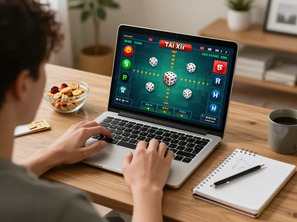 Player engaging with Tài Xỉu game on taixiuvn website, showcasing online gambling excitement