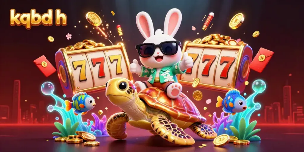 Experience thrilling wins with kqbd h, featuring a lucky rabbit and golden turtle amidst vibrant casino elements.