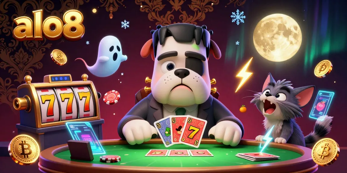 Engage in the thrilling world of alo8 with a vibrant 3D casino illustration, showcasing lively characters and vibrant gambling elements.