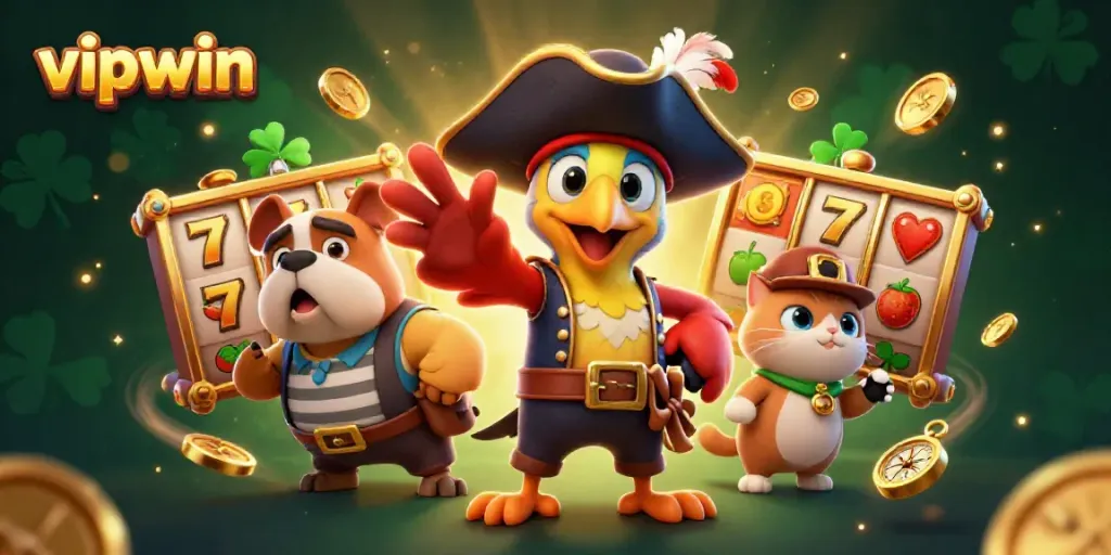 Engage with vipwin's exciting online slots in a thrilling pirate-themed 3D illustration.