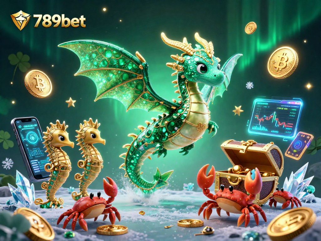 Experience the excitement of 789bet with a vibrant underwater scene showcasing a sea dragon and cryptocurrency elements.