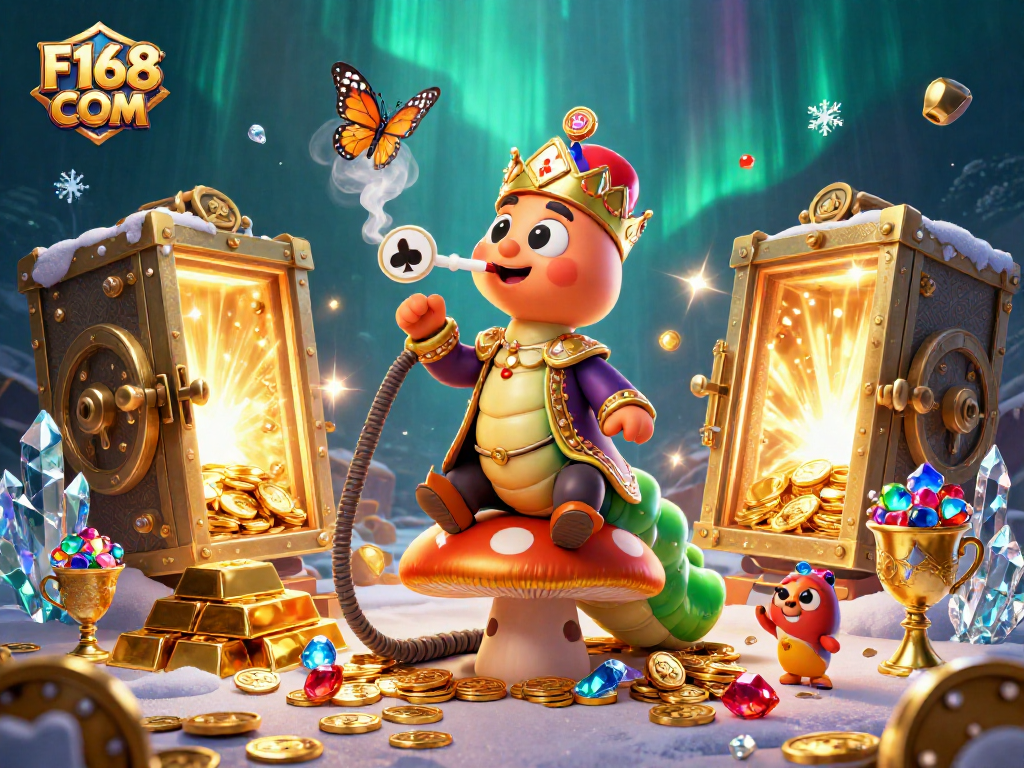 Experience the excitement of F168 COM with an extravagant 3D illustration of vibrant casino elements.