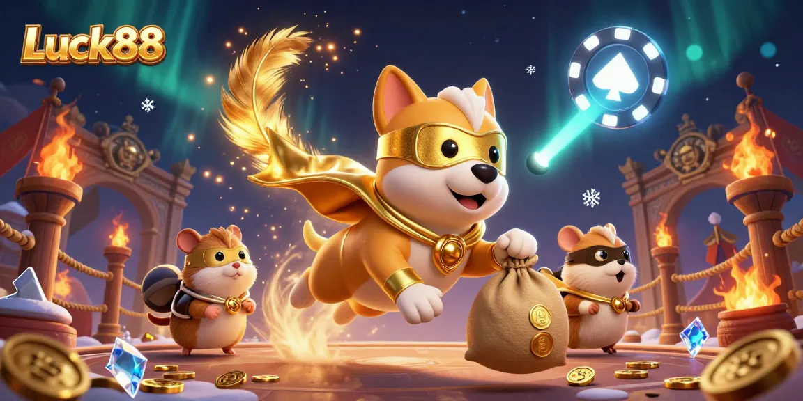 Experience the thrill of Luck88 with a hero dog soaring and winning in the casino!