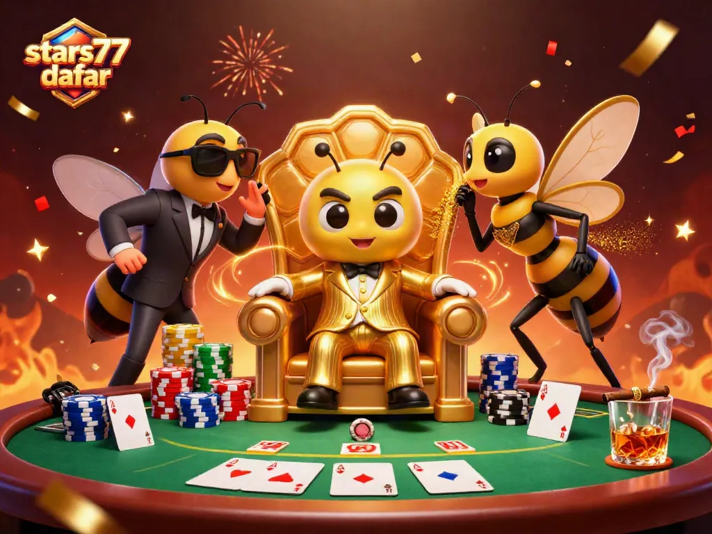Menggambarkan bos mob bumblebee dalam ruangan pangkuan sarang madu, chip poker yang melimpah, dan pertandingan yang seru dari stars77 daftar.