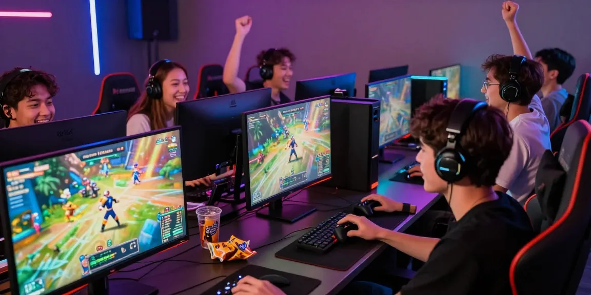 Engaged gamers exploring exciting games at https://taihitclub.cn.com/ in a vibrant social setting with modern technology.