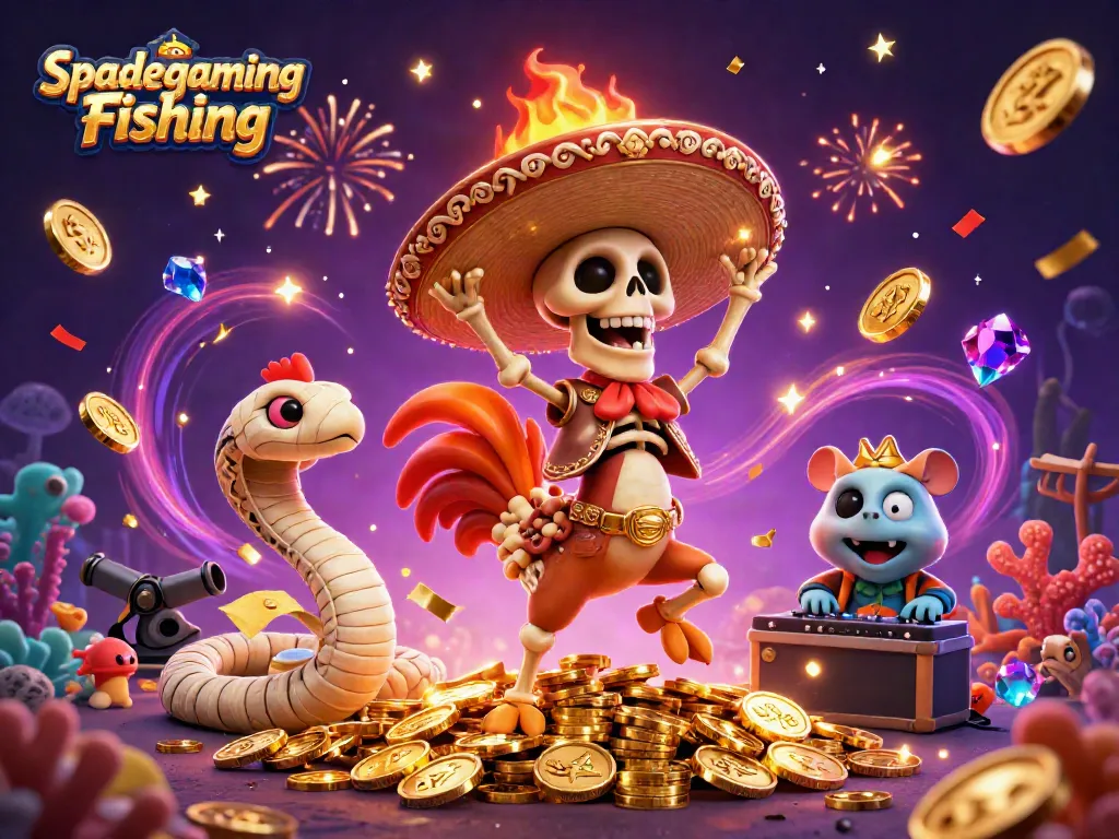 Experience Spadegaming Fishing fun with animated characters in a vibrant, underwater gambling scene.