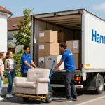 Professionelle Umzugshelfer laden einen Truck in Hannover und zeigen zuverlässige Umzugsunternehmen Hannover Dienstleistungen.
