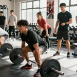 Kraftsportler, die in einer motivierenden Fitnessumgebung im Anabolika Shop Deutschland hart trainieren.