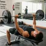 Anabolika Shop showcasing an athlete focused on strength training in a vibrant gym setting with equipment.