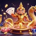 Engage with the vibrant scene at trang chủ O8 showcasing a Thai guardian amid dynamic casino elements.