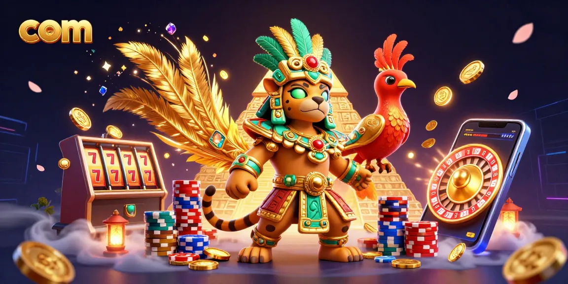 Experience the excitement of com with a vibrant Mayan-themed casino scene featuring dynamic gaming elements.