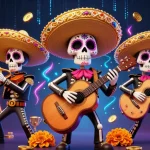 Cổng game Sunwin showcases dynamic mariachi-themed 3D illustration filled with vibrant gaming elements.