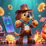 Engage at Sun Win with a vibrant cartoon detective scene analyzing a golden poker chip.