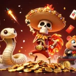 Experience exciting thrills with rr99 as the lively mariachi rooster celebrates among gold coins and festive symbols.
