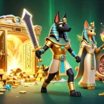 Experience thrilling gameplay with tr88, showcased through Anubis and gems in a vibrant casino scene.