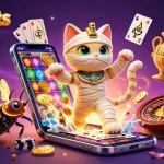 Engage in thrilling gameplay with cm88bets, featuring an Egyptian mummy cat and vibrant gambling elements.