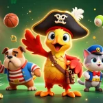 Join the adventure at 9bet with a vibrant casino-themed pirate scene featuring sports and betting elements.