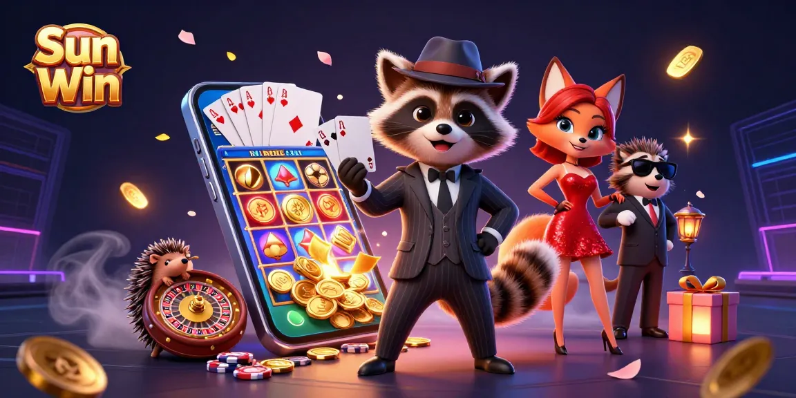 Engage with thrilling gameplay at Sun Win, featuring lively casino characters and vibrant slot games.