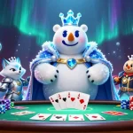 Bet on sports with 7M's advanced gameplay, featuring a polar bear and fox at a poker table.